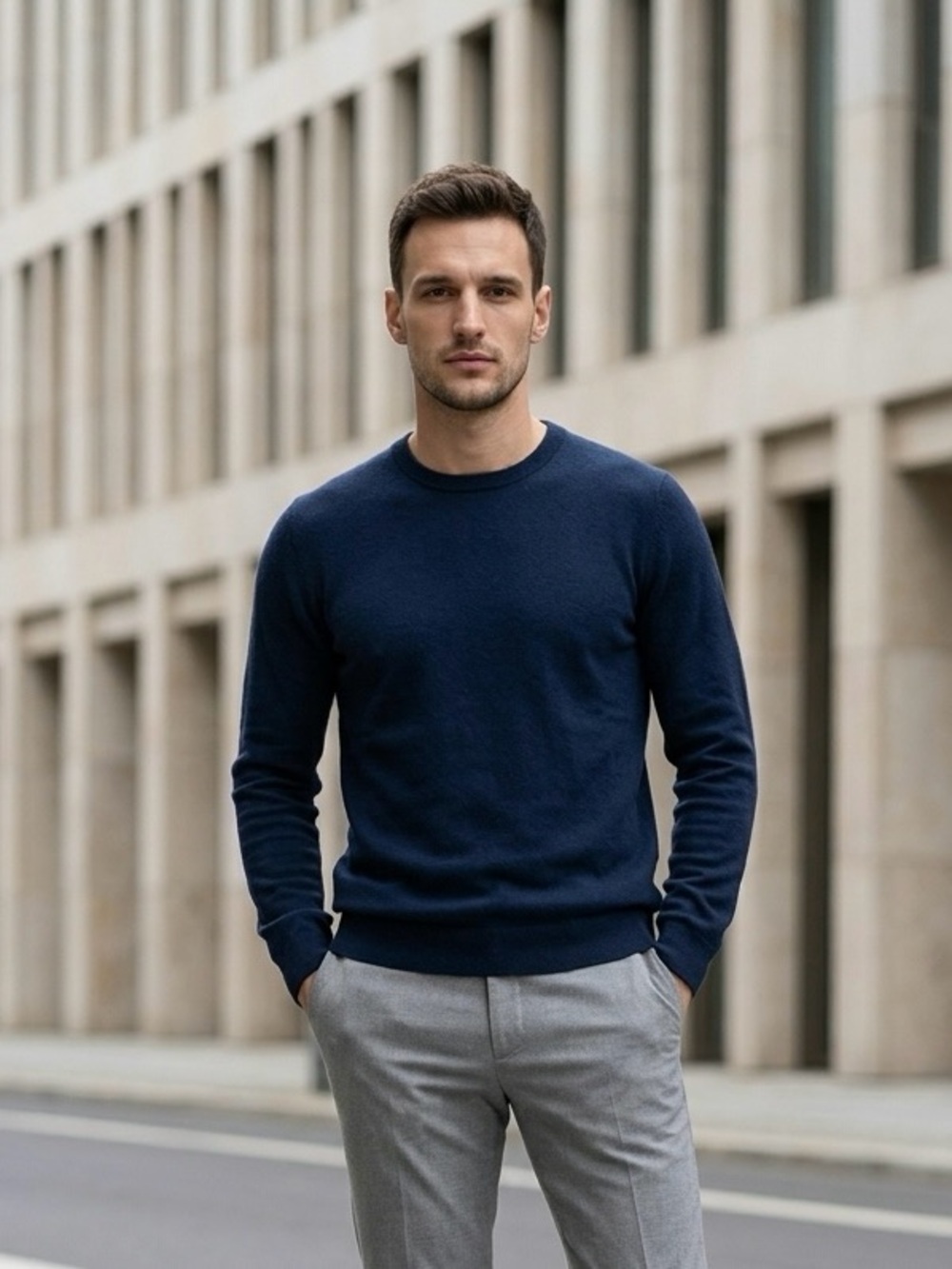 J.Crew 100% Cashmere Crewneck Sweater Navy Blue